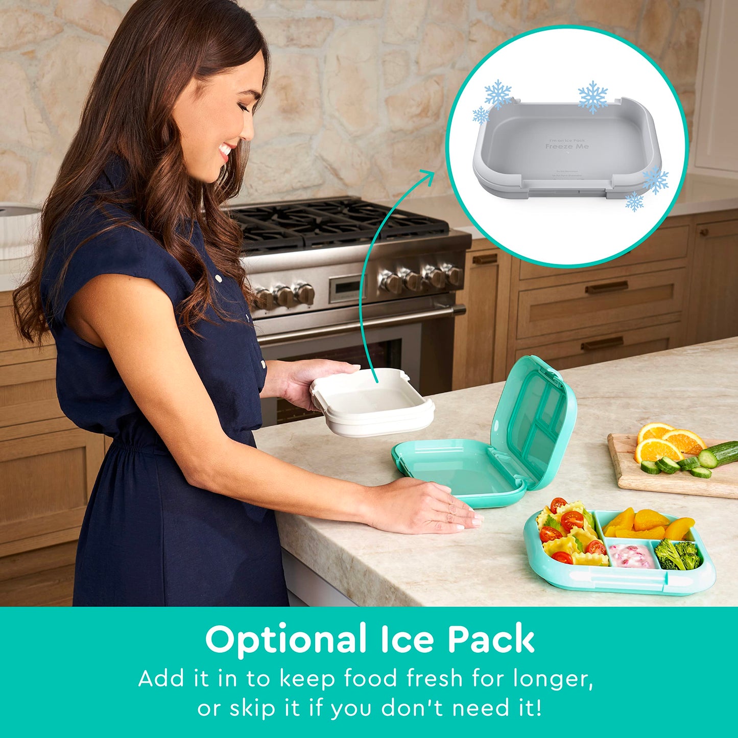 Bentgo® Kids Chill Lunch Box - Leak-Proof Bento Box with Removable Ice Pack & 4 Compartments for On-the-Go Meals - Microwave & Dishwasher Safe, Patented Design, & 2-Year Warranty (Aqua)