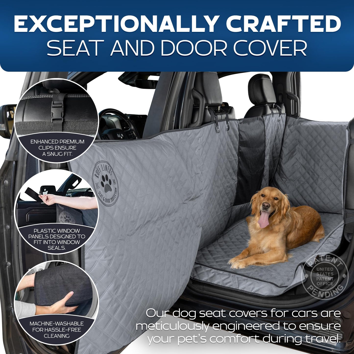 Ruff Liners XL Pets Seat Covers for Trucks with Flip Up Rear Seats, Waterproof Floor Cover Hammock for Crew Cab Trucks, Dog Truck Accessories, Compatible with F150