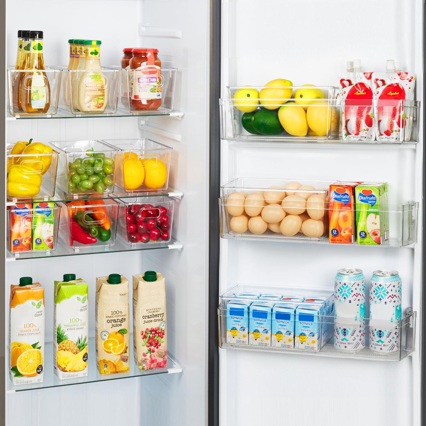 YIHONG Clear Small Pantry Storage Organizer Bins, 4 Pack Plastic Food Storage Bins with Handle for Kitchen,Refrigerator, Freezer,Cabinet,Drawer Organization