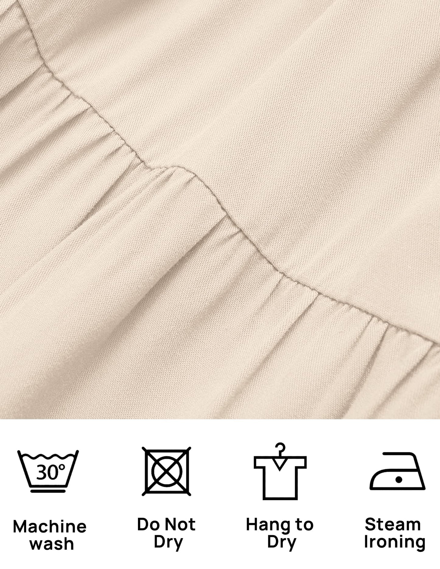 ZESICA Women's 2024 Summer Casual Flutter Short Sleeve Crew Neck Smocked Elastic Waist Tiered Midi Dress,Apricot,X-Small