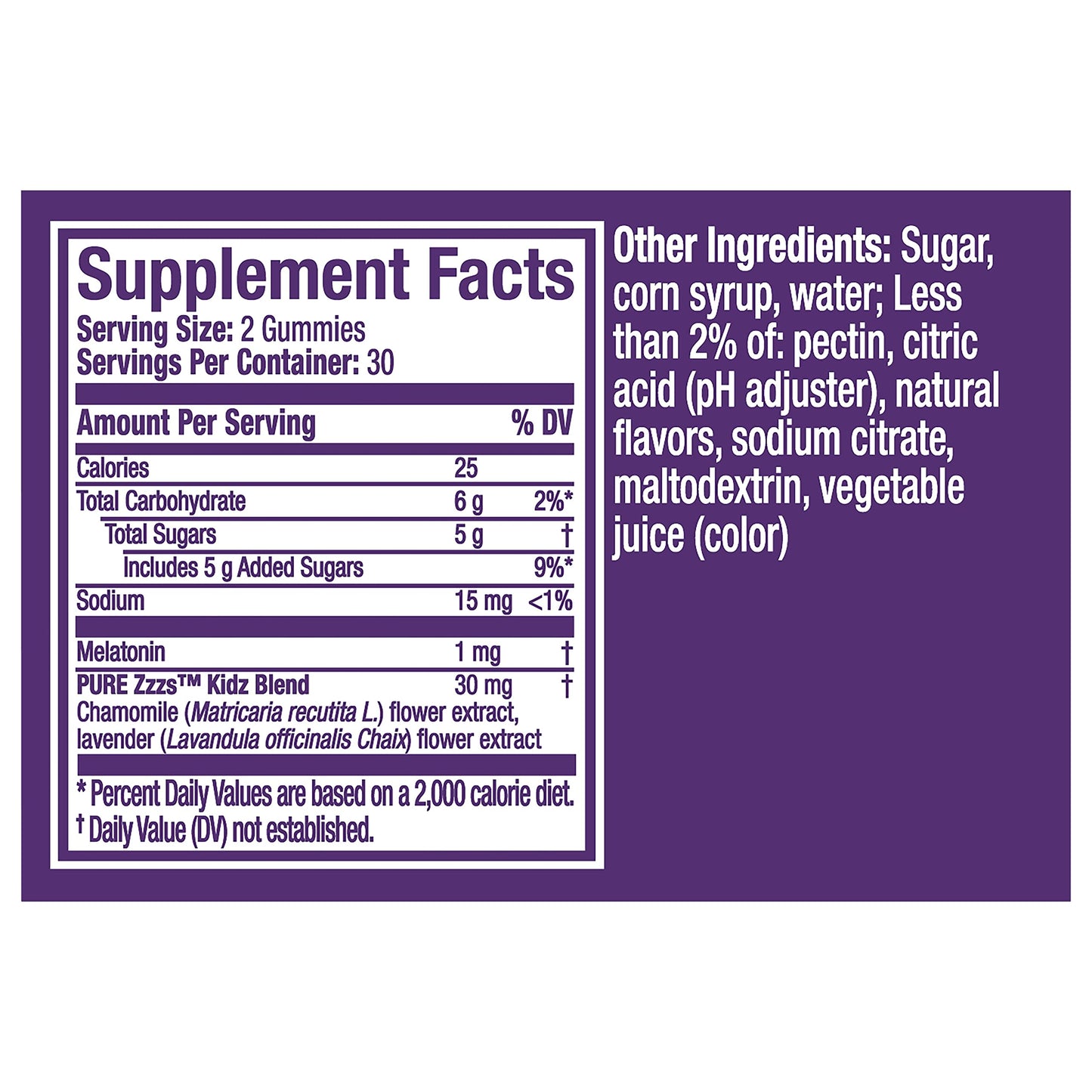 Vicks Pure Zzzs Kidz Melatonin + Chamomile & Lavender Sleep Supplement Gummies, 60 Count