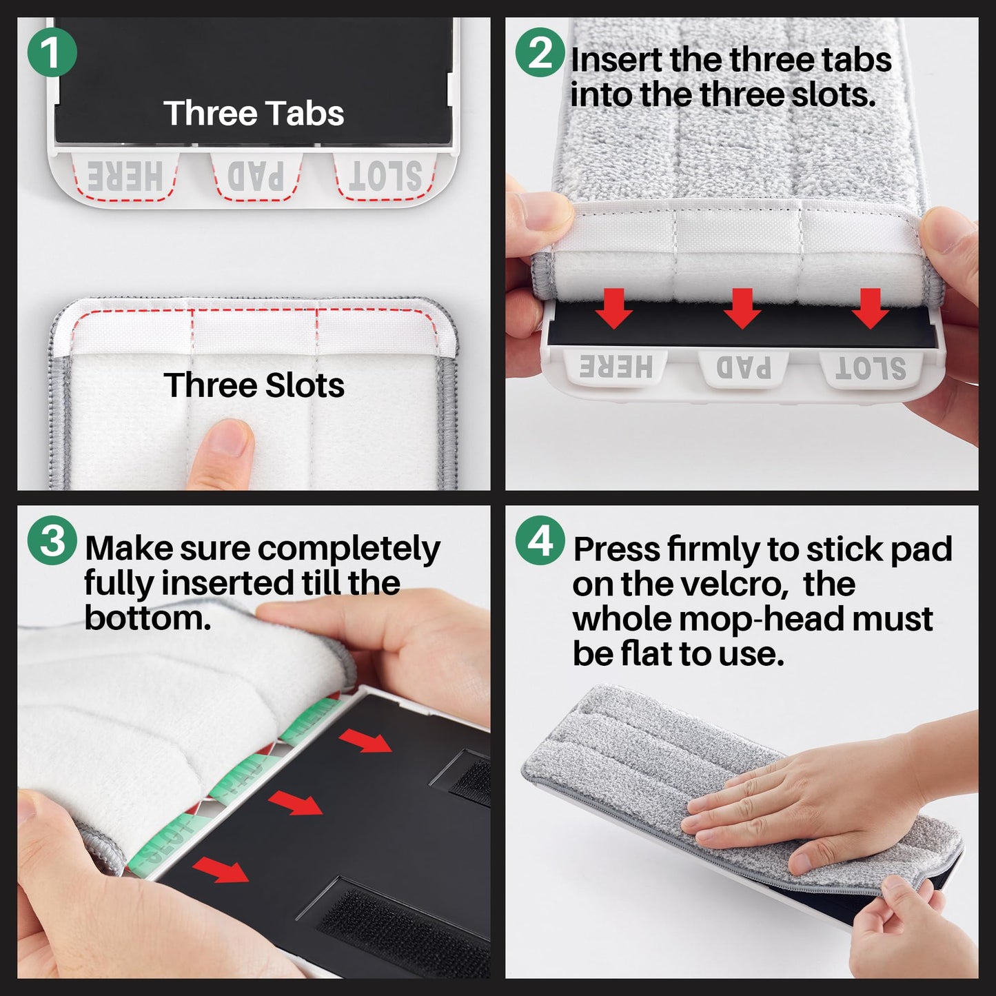 JOYMOOP Mop and Bucket with Wringer Set for Home, Hands Free White Flat Squeeze Mop Bucket Set for Floor Cleaning and Wall Cleaner with Long Handle, with 3 Reusable Microfiber Pads