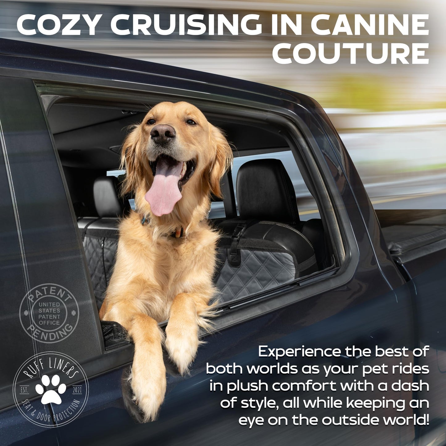 Ruff Liners XL Pets Seat Covers for Trucks with Flip Up Rear Seats, Waterproof Floor Cover Hammock for Crew Cab Trucks, Dog Truck Accessories, Compatible with F150