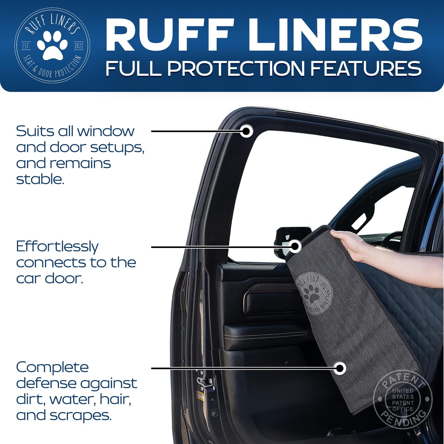 Ruff Liners XL Pets Seat Covers for Trucks with Flip Up Rear Seats, Waterproof Floor Cover Hammock for Crew Cab Trucks, Dog Truck Accessories, Compatible with F150