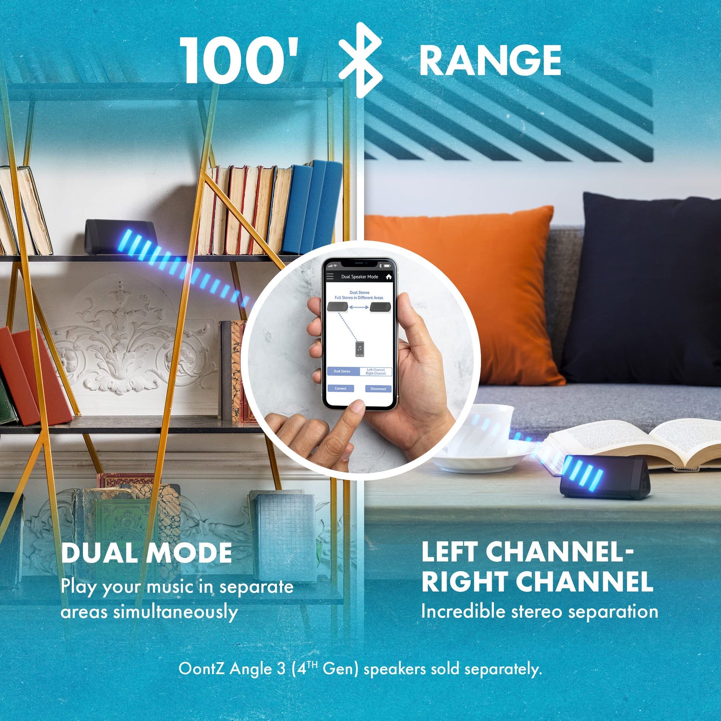 OontZ Angle 3 Bluetooth Speaker, up to 100 ft Wireless Range, Portable Speaker for iPhone, Android Phones, Louder Volume, Crystal Clear Sound, Rich Bass, IPX5 Portable Bluetooth Speaker (Black)