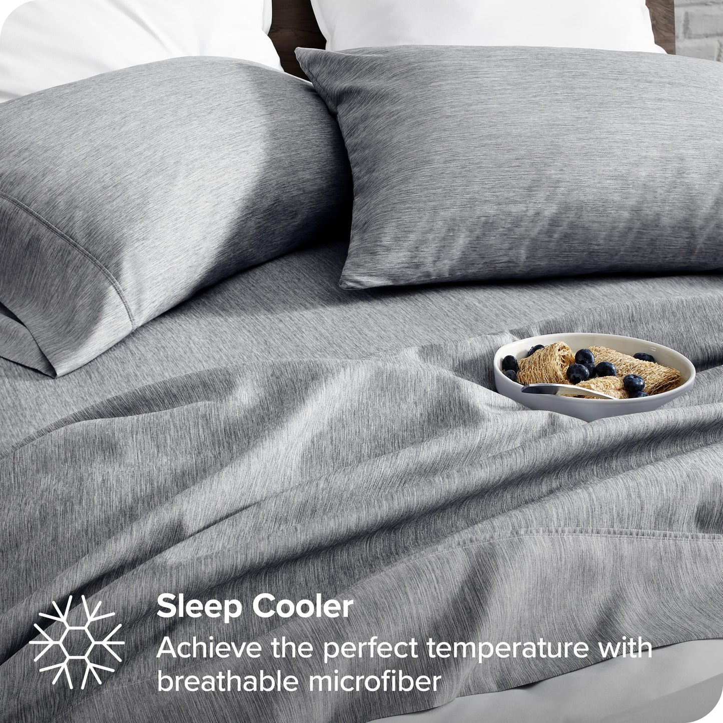 Bare Home King Sheet Set - Luxury 1800 Ultra-Soft Microfiber King Bed Sheets - Double Brushed - Deep Pockets - Easy Fit - 4 Piece Set - Bedding Sheets & Pillowcases (King, Heathered Charcoal)