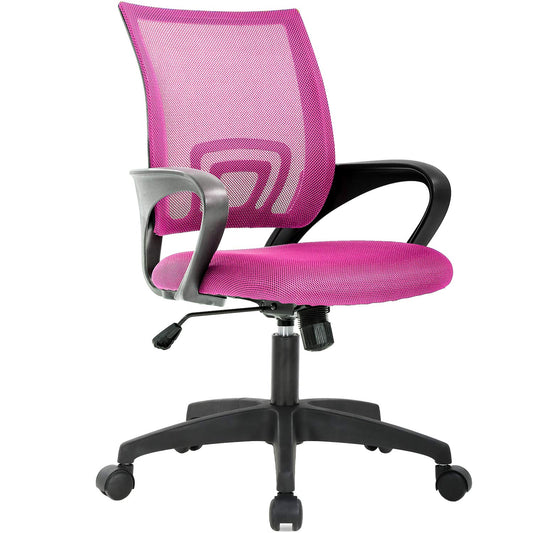 Ergonomic Office Chair Desk Chair Mesh Computer Chair with Lumbar Support Executive Rolling Swivel Adjustable Home Mid Back Task Chair for Women Adults, Pink