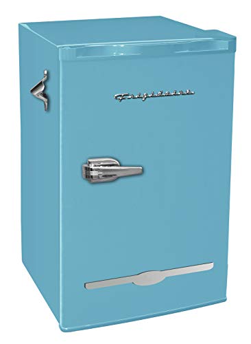 Frigidaire EFR376-BLUE 3.2 Cu Ft Blue Retro Bar Fridge with Side Bottle Opener