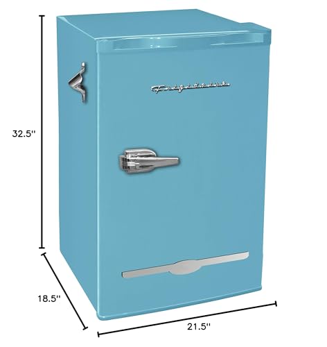 Frigidaire EFR376-BLUE 3.2 Cu Ft Blue Retro Bar Fridge with Side Bottle Opener