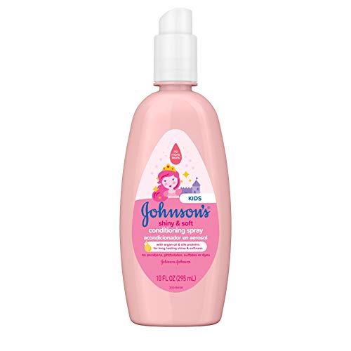 Johnson's Baby Shiny & Soft Tear-Free Conditioning Spray, Paraben- & Sulfate-Free with Argan Oil & Silk Proteins for Toddlers' Hair, Hypoallergenic, 10 fl. oz