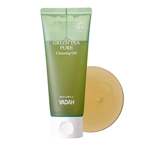 YADAH Green Tea Pure Cleansing Gel, 3.4 Fl Oz - pH Balanced Foaming Gel Cleanser Formulated with Natural Ingredients for Double Cleanse with Vegan Formula for Smooth, Gentle Face Wash