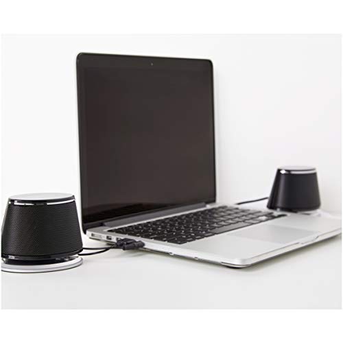 Amazon Basics USB Plug-n-Play Computer 2 Speakers for PC or Laptop, Black - Set of 2