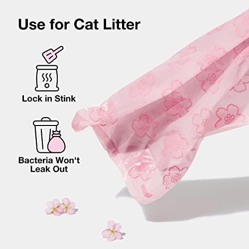 VETRESKA Dog Poop Bag Dispenser with Cherry Blossom Scented Bags, Leak Proof, Extra Thick Waste 1 Count Holder and 105 Bags for Walking Cats Litter, Pink