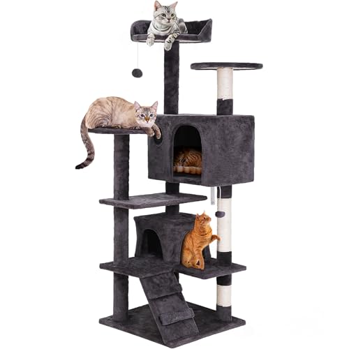 Nova Microdermabrasion 54in Cat Tree Tower for Indoor Cats Multi-Level Cat Condo Cat Bed Furniture with Scratching Post Kittens Activity Center