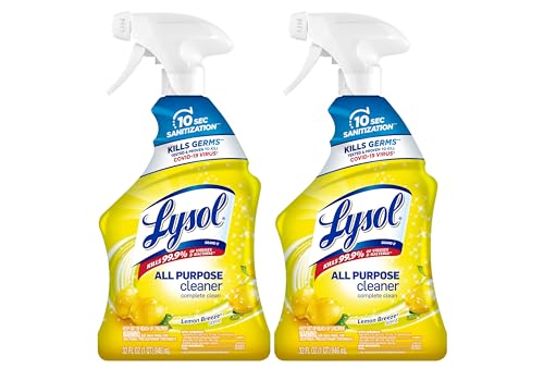 LYSOL All-Purpose Cleaner, Sanitizing and Disinfecting Spray, To Clean and Deodorize, Lemon Breeze Scent, 32oz, Pack of 2