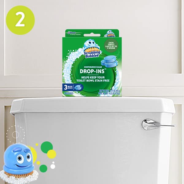 Scrubbing Bubbles Toilet Tablets, Continuous Clean Toilet Drop Ins, Helps Keep Toilet Stain Free and Helps Prevent Limescale Buildup, 3 Count, Pack Of 1