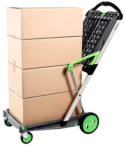 CLAX® The Original | Made in Germany | Multi use Functional Collapsible carts | Mobile Folding Trolley | Shopping cart with Storage Crate | Platform Truck (Green)