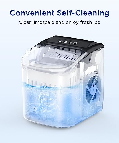 COWSAR Ice Maker Countertop, Portable Ice Machine with Self-Cleaning, 26.5lbs/24Hrs, 9 Bullet Ice Cubes in 6 Mins, Ice Basket and Scoop, Ideal for Home, Kitchen, Bar, Camping