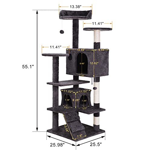 Nova Microdermabrasion 54in Cat Tree Tower for Indoor Cats Multi-Level Cat Condo Cat Bed Furniture with Scratching Post Kittens Activity Center