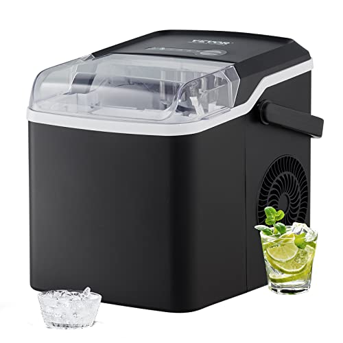 VEVOR Ice Maker Countertop, 26lbs in 24 Hours,9 Cubes Ready in 7 Minutes, Self Cleaning Countertop Ice Maker with Scoop and Basket for Home Kitchen Camping Office