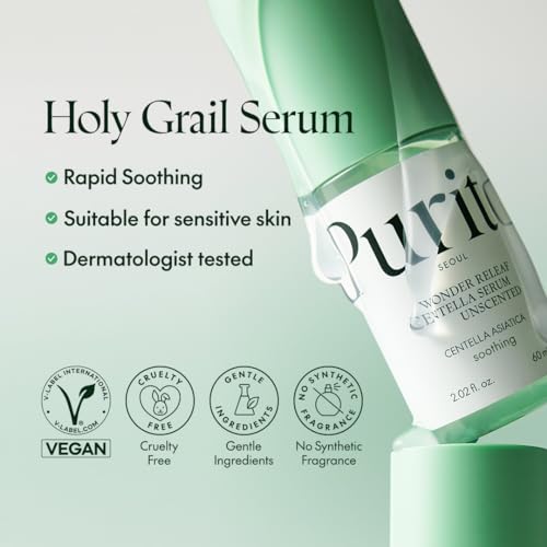 PURITO SEOUL Wonder Releaf Centella Serum Unscented, Korean Centella, for Sensitive Skin, Soothing, Facial Serum for face, K-Beauty, 60ml 2fl.oz