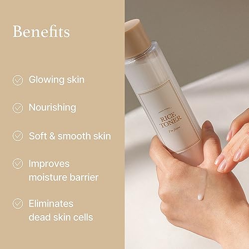 I'm From Rice Toner, 77.78% Rice Extract from Korea, Glow Essence with Niacinamide, Hydrating for Dry Skin, Vegan, Alcohol Free, Fragrance Free, Peta Approved, K Beauty Toner, 5.07 Fl Oz, Valentine