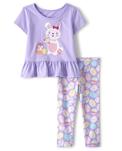 The Children's Place Baby Girls' and Toddler Easter Outfit 2 Piece Set, Bunny Top and Legging, 2T