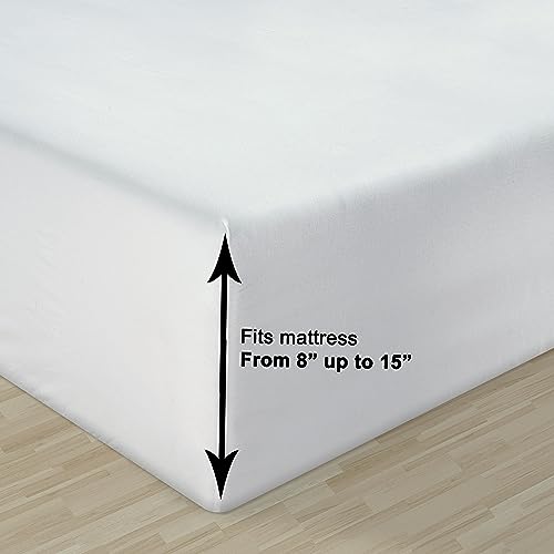 LANE LINEN 100% Organic Cotton Full Size Bed Sheets, Super Soft Long Staple Cotton Bed Sheets Full Size, Percale Weave Bedding Sheets and Pillowcases - White Full Sheet Set Fits 15" Deep Mattress