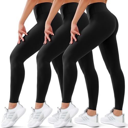 3 Pack Leggings for Women High Waisted No See-Through Tummy Control Soft Yoga Pants Womens Workout Athletic Running Leggings