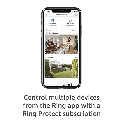 Ring Stick Up Cam Plug-In | Weather-Resistant Outdoor Camera, Live View, Color Night Vision, Two-way Talk, Motion alerts, Works with Alexa | White