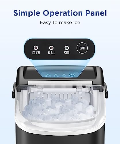 COWSAR Ice Maker Countertop, Portable Ice Machine with Self-Cleaning, 26.5lbs/24Hrs, 9 Bullet Ice Cubes in 6 Mins, Ice Basket and Scoop, Ideal for Home, Kitchen, Bar, Camping
