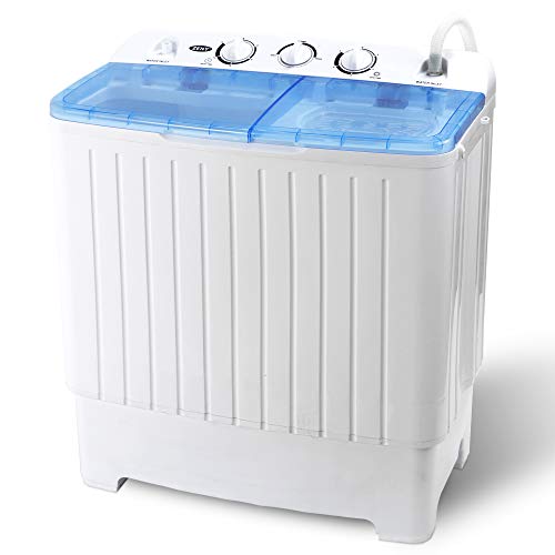 SUPER DEAL Portable Washing Machine 17.6 lbs Twin Tub Compact Washer, Washing and Spinner Cycle Combo for Apartment, Camping, College, Dorms and RV, Timer Control, Gravity Drain and Inlet Water Hose