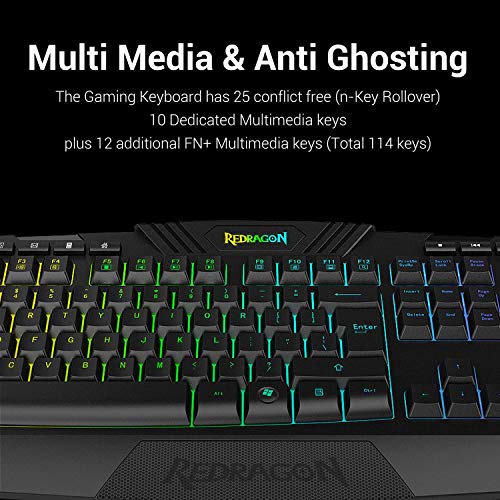 Redragon S101 Gaming Keyboard, M601 Mouse, RGB Backlit Gaming Keyboard, Programmable Backlit Gaming Mouse, Value Combo Set [New Version]