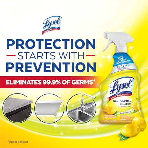 LYSOL All-Purpose Cleaner, Sanitizing and Disinfecting Spray, To Clean and Deodorize, Lemon Breeze Scent, 32oz, Pack of 2