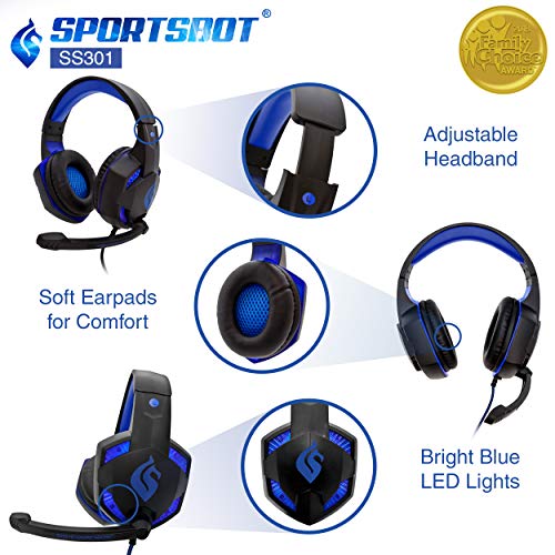 Soundbot SportsBot SS301 Blue LED Gaming Over-Ear Headset Headphone, Keyboard & Mouse Combo Set w/ 40mm Speaker Driver, Microphone, Multimedia Keys & Window Key Lock, 4 DPI Levels (BLU)