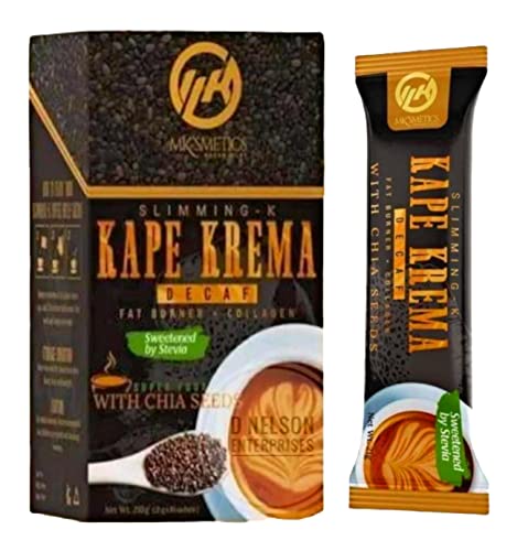 MK’SMETICS Slimming-K KAPE KREMA Decaf Coffee with Collagen & Chia Seeds, 10 Sachetd, 21 grams