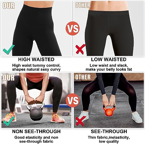 3 Pack Leggings for Women High Waisted No See-Through Tummy Control Soft Yoga Pants Womens Workout Athletic Running Leggings