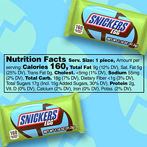 SNICKERS Chocolate Easter Candy Eggs, 1.1-Ounce 24 Count Box Bars