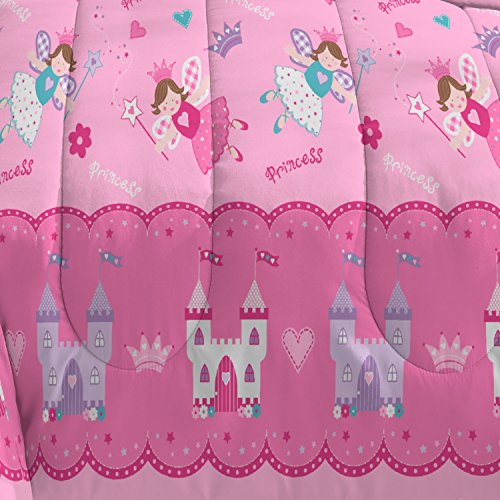 Dream Factory Magical Princess Ultra Soft Microfiber Girls Comforter Set, Pink, Twin