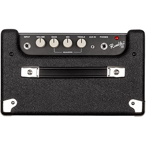 Fender Rumble 15 V3 Bass Amp for Bass Guitar, 15 Watts, with 2-Year Warranty 6 Inch Speaker, with Overdrive Circuit and Mid-Scoop Contour Switch