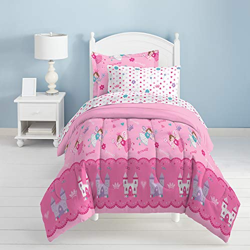 Dream Factory Magical Princess Ultra Soft Microfiber Girls Comforter Set, Pink, Twin