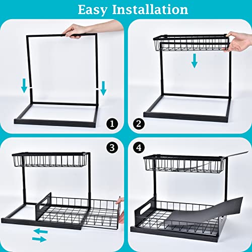 REALINN Under Sink Organizer, Pull Out Cabinet Organizer 2 Tier Slide Out Sink Shelf Cabinet Storage Shelves, Under Sink Storage for Kitchen Bathroom Cabinet