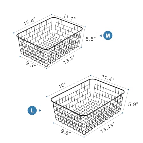 iSPECLE Freezer Organizer Bins - 4 Pack Upright Freezer Baskets for 16, 17, 21 cu.ft Standup Freezer, Sort and Easily Get Food, Durable Freezer Organizer Fully Use Space Improve Air Circulate, Black