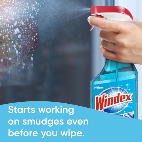 Windex Glass Cleaner Spray Refill, Original Blue Window Cleaner Works on Smudges and Fingerprints, Bottle Made from 100% Recovered Coastal Plastic, 2L