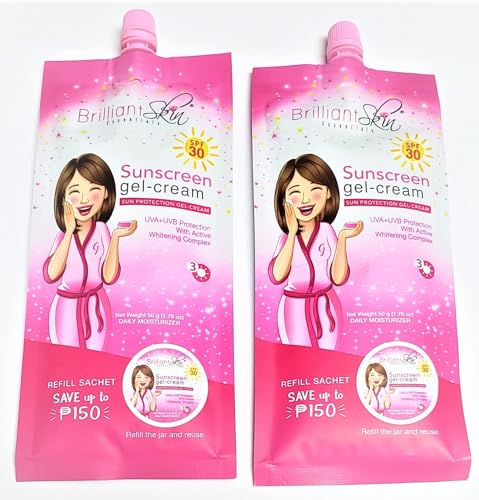 Brilliant Skin Sunscreen Gel-Cream SPF 30 Sachet Size 50 gram (Pack of 2), 3 Piece Set