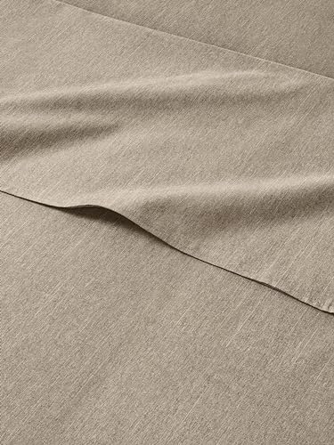 Queen Size 4 Piece Sheet Set - Comfy Breathable & Cooling Sheets - Hotel Luxury Bed Sheets for Women & Men - Deep Pockets, Easy-Fit, Soft & Wrinkle Free Sheets - Heathered Beige Oeko-Tex Bed Sheet Set