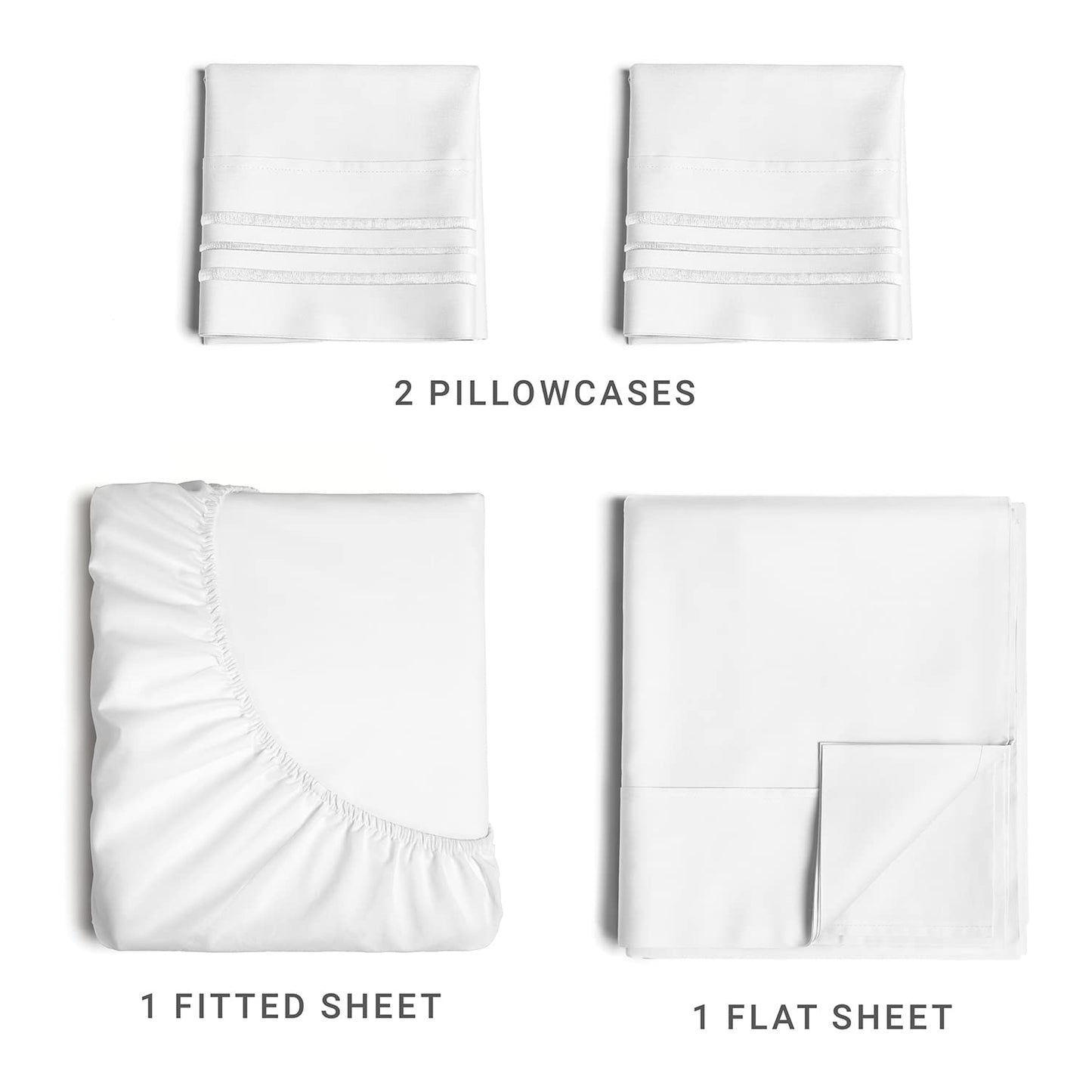 Full Size 4 Piece Sheet Set - Comfy Breathable & Cooling Sheets - Hotel Luxury Bed Sheets for Women & Men - Deep Pockets, Easy-Fit, Extra Soft & Wrinkle Free Sheets - White Oeko-Tex Bed Sheet Set