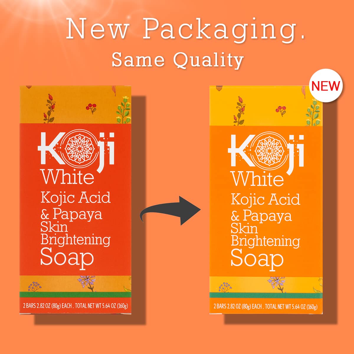 Koji White Kojic Acid & Papaya Skin Brightening Soap, Exfoliating Facial Bar, Radiant Skin, Rejuvenates, Moisturizer, Even Tone Cleansing Bar with Hyaluronic Acid, Vegan Soap, 2.82 oz (2 Bars)