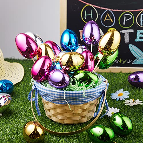 JOYIN 24PCS 3.15" Metallic Easter Eggs, Shinny Easter Eggs Fillable, Colorful Bright Plastic Eggs Bulks for Easter Hunt, Filling Treats, Easter Basket Stuffers, Classroom Prize Supplies