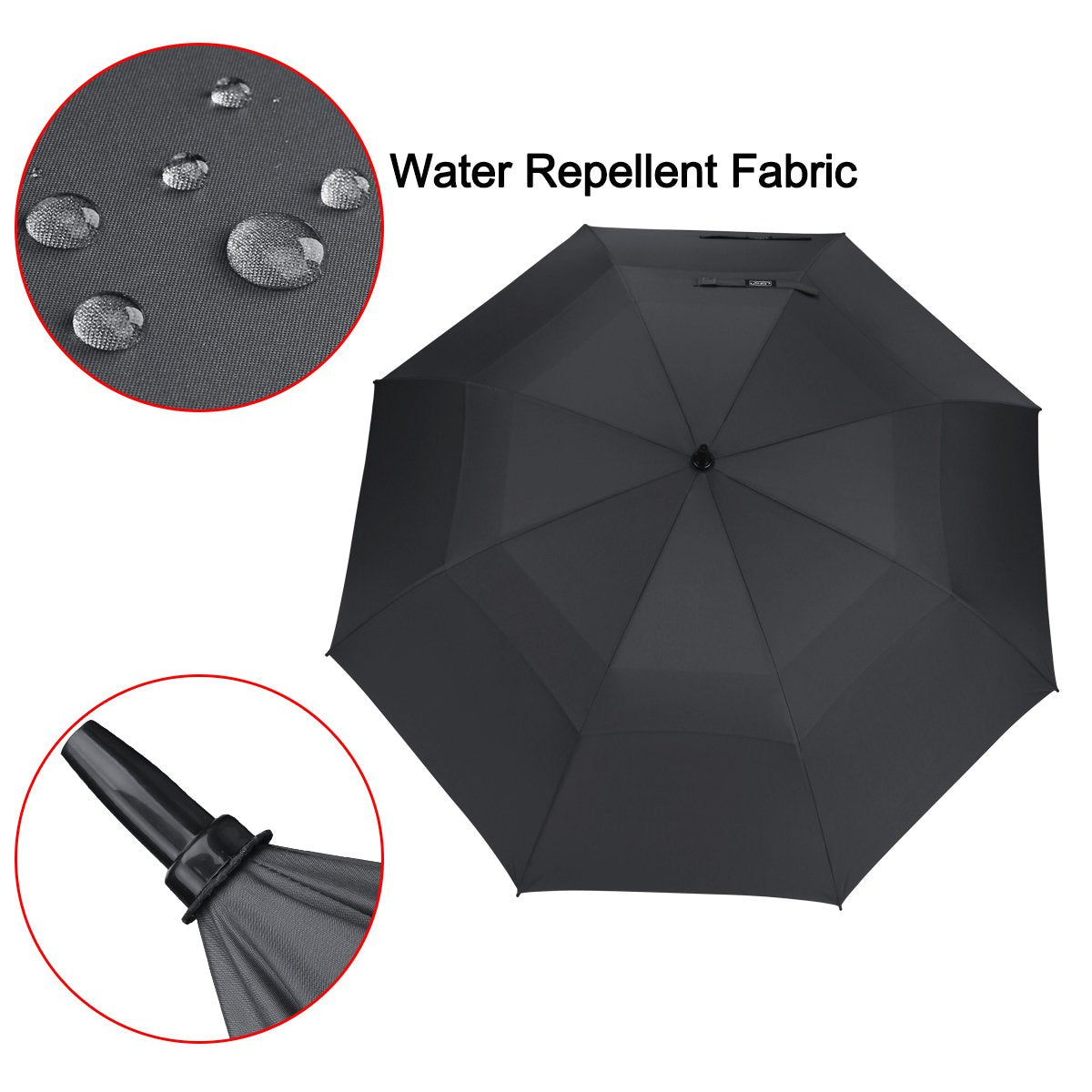G4Free 47 Inch Automatic Open Golf Umbrella Extra Large Oversize Double Canopy Vented Windproof Waterproof Stick Umbrellas (Black)